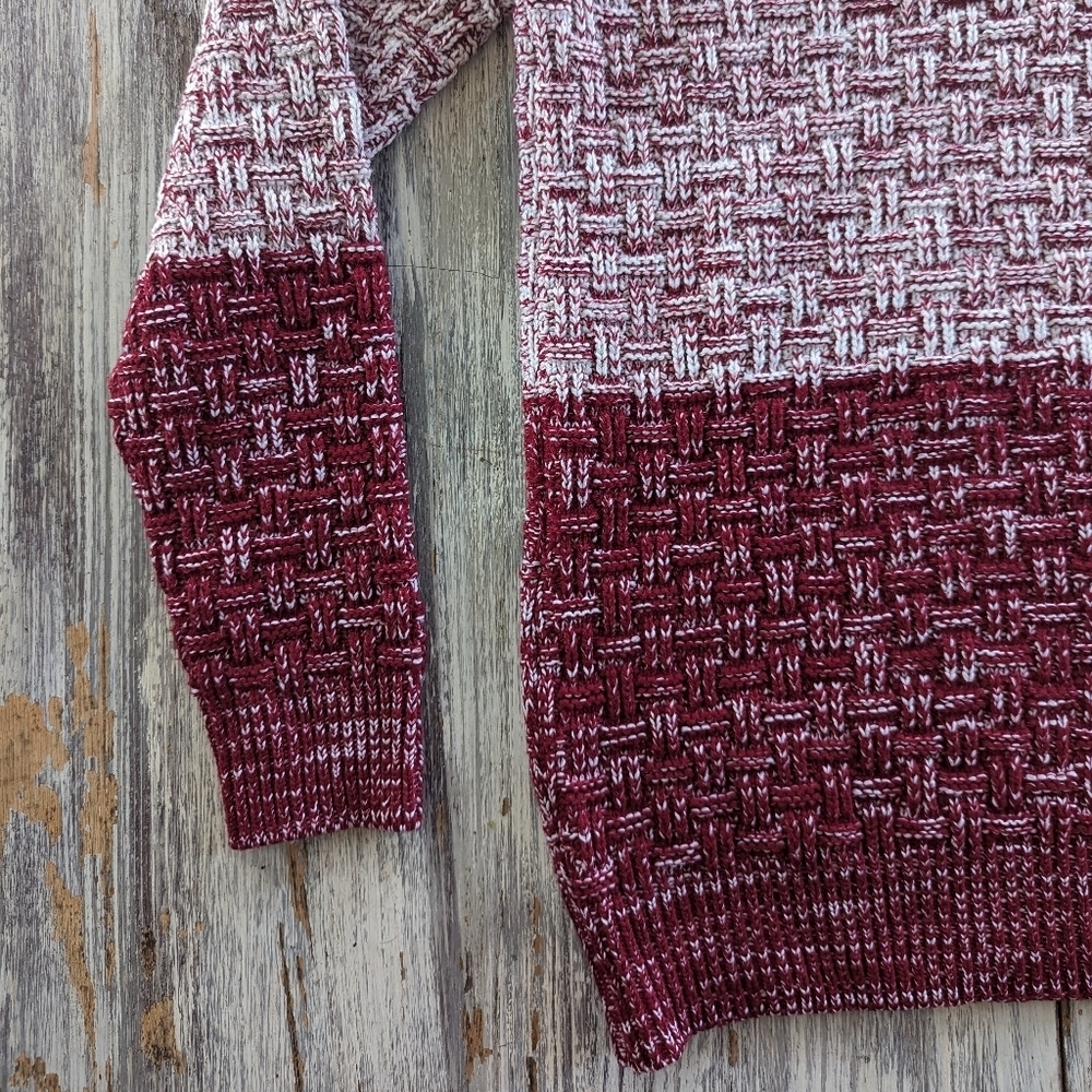 Vintage Color Block Turtleneck Knit Sweater Women's Small Red Cream - Picture 4 of 7